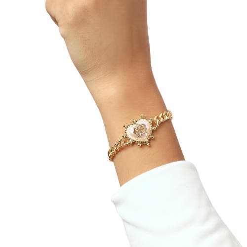 Juicy Couture Gold-tone Chain Bracelet With Crown Heart Charm In Gold