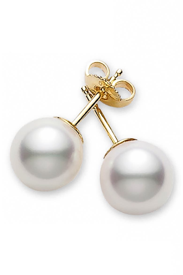 Akoya Pearl Stud Earrings, Main, color, 18KW