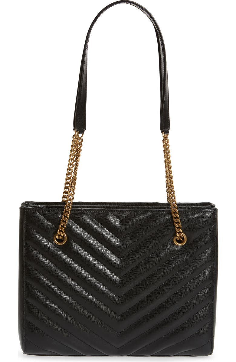 Saint Laurent Small Tribeca Quilted Calfskin Leather Tote, Alternate, color,