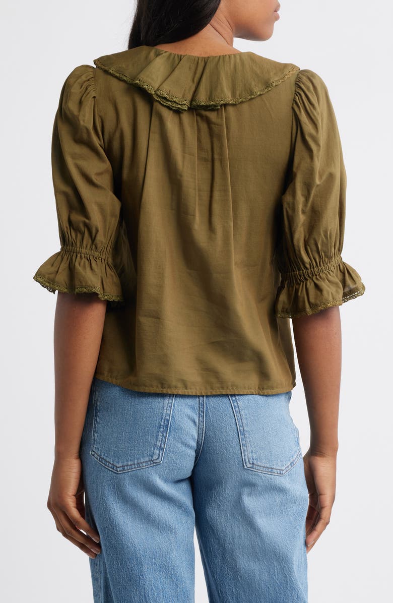 Madewell Ruffled Puff-Sleeve Top, Alternate, color, Kale