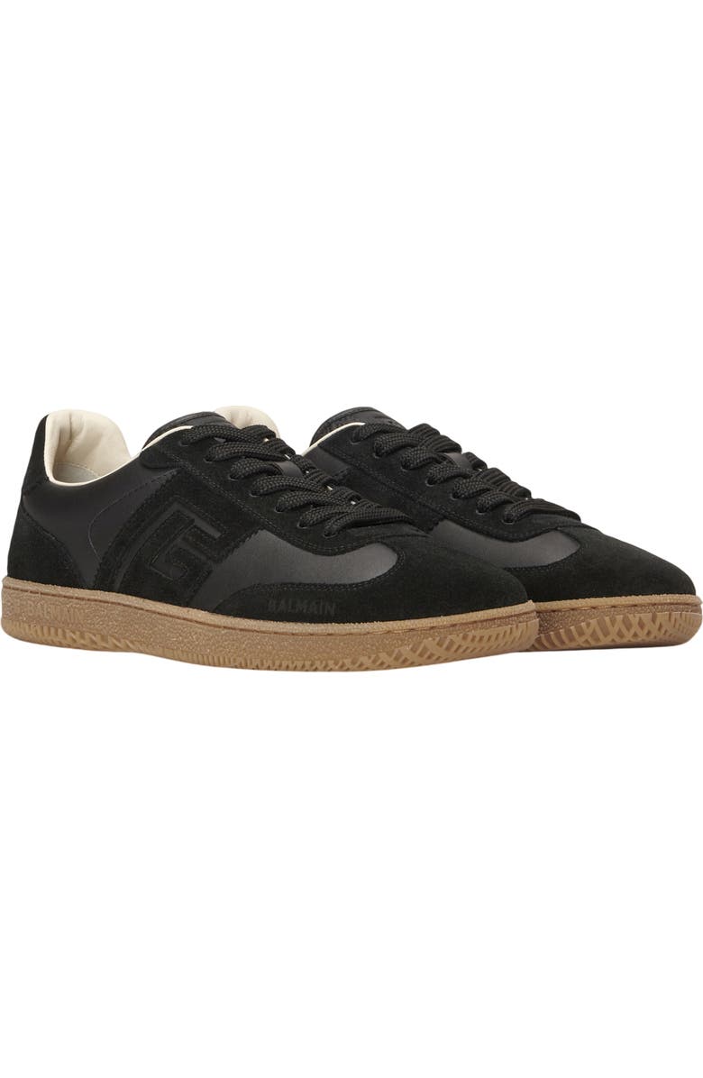 Balmain Swan trainers in smooth leather and suede, Main, color, Black