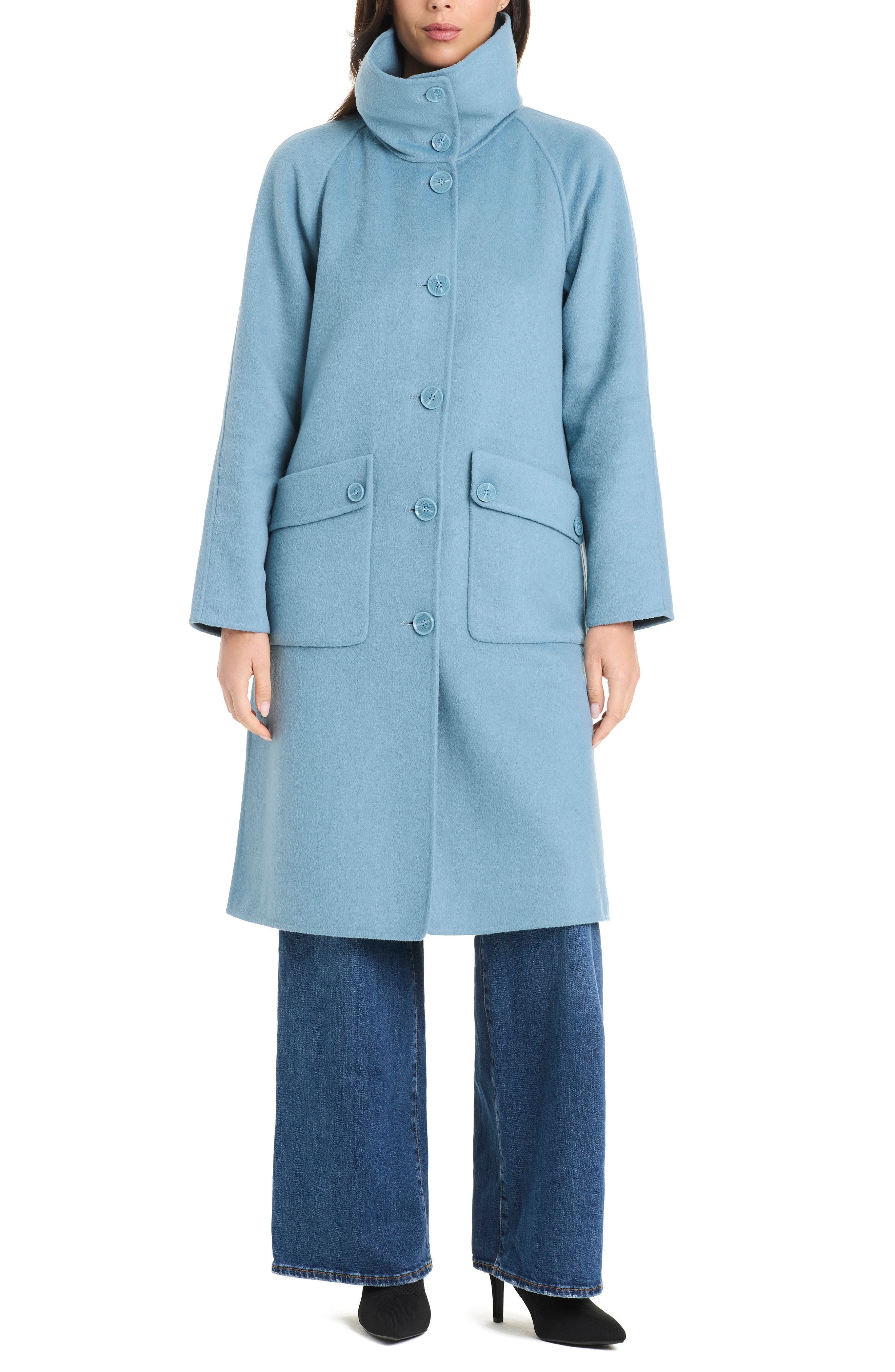 Kate Spade New York Funnel Neck Wool Blend Coat (Women
