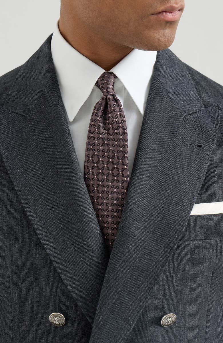Brunello Cucinelli Silk jacquard tie, Alternate, color, Hazelnut