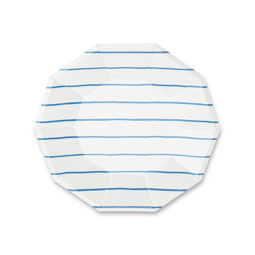 Daydream Society Frenchie Striped Small Plates In Cobalt