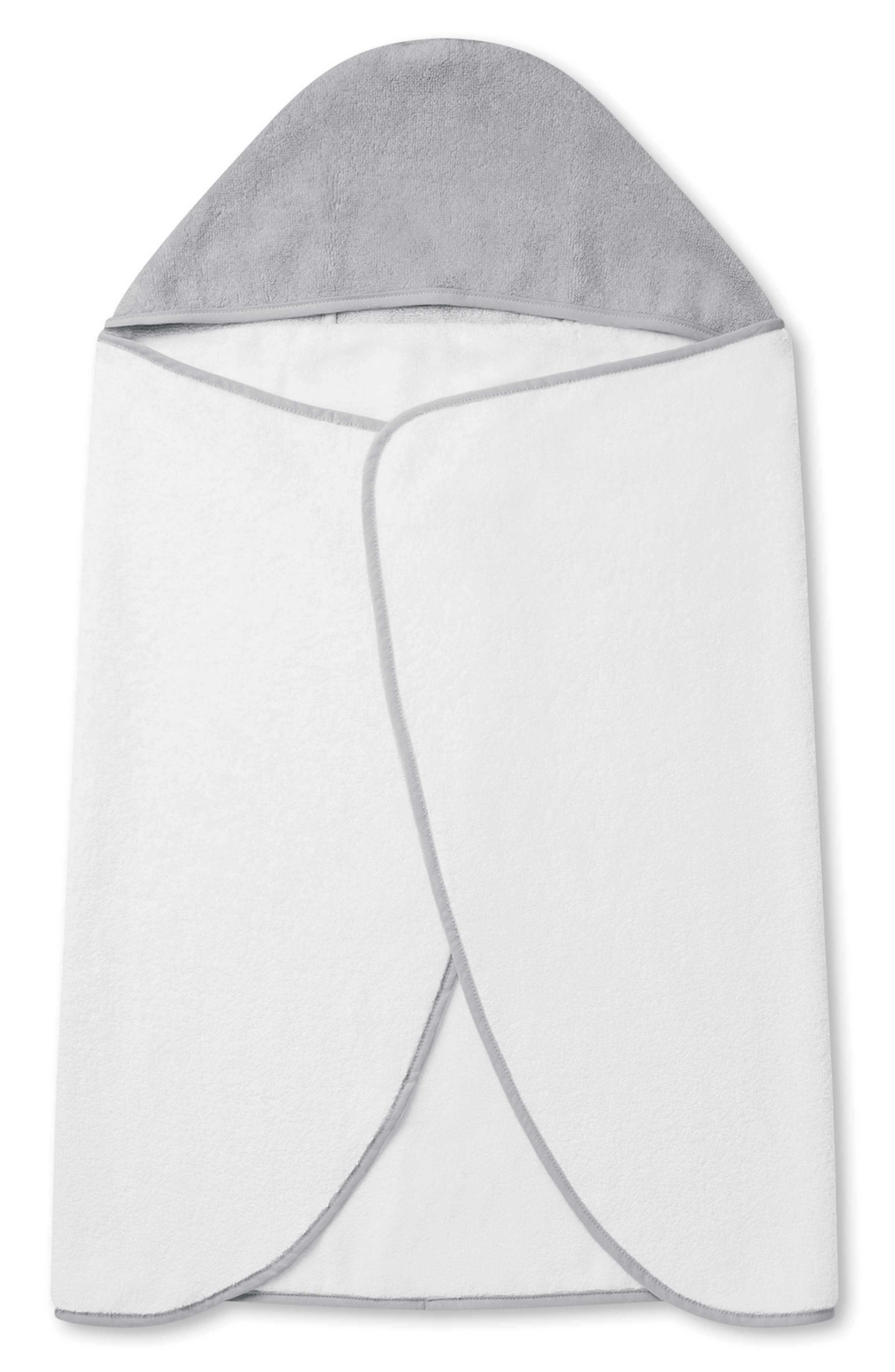 MORI Hooded Towel in White/Grey 
