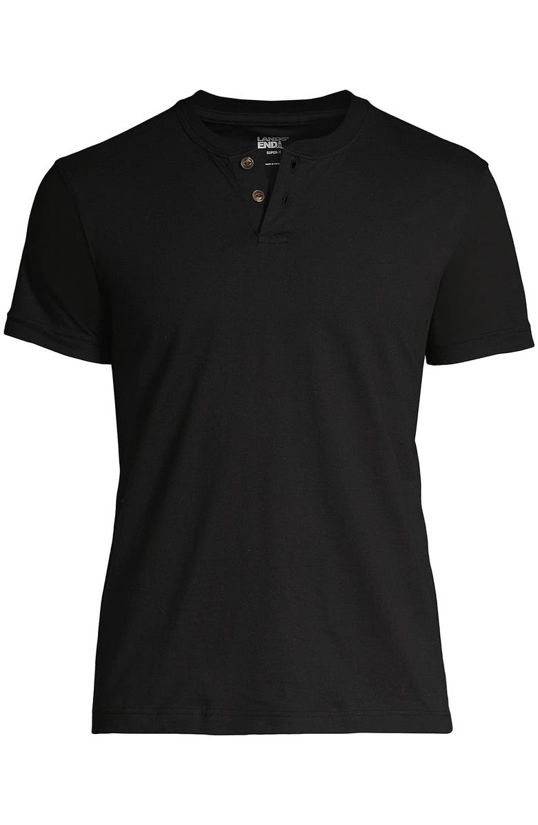 Lands' End Short Sleeve Super-T Henley, Alternate, color, Black