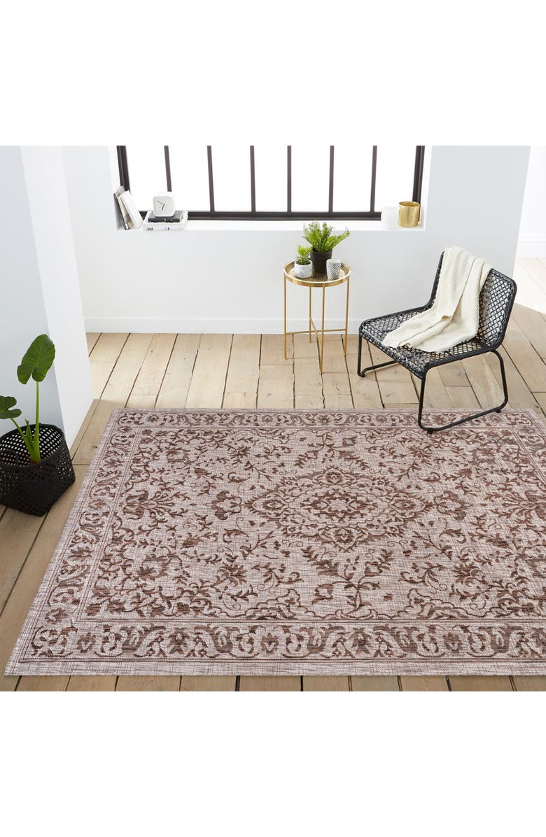 JONATHAN Y Jerash Ornate Medallion Indoor/Outdoor Area Rug, Alternate, color, Brown/Beige