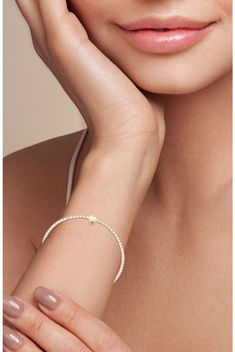 Cubic Zirconia Heart Tennis Bracelet, Alternate, color, GOLD