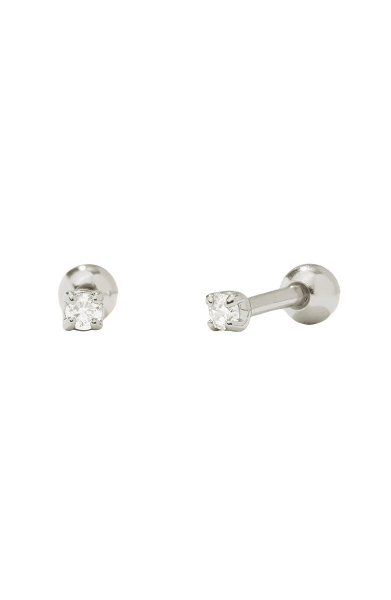 MADE BY MARY CZ Petite Prong-Set Stud Earrings, Main, color, Silver