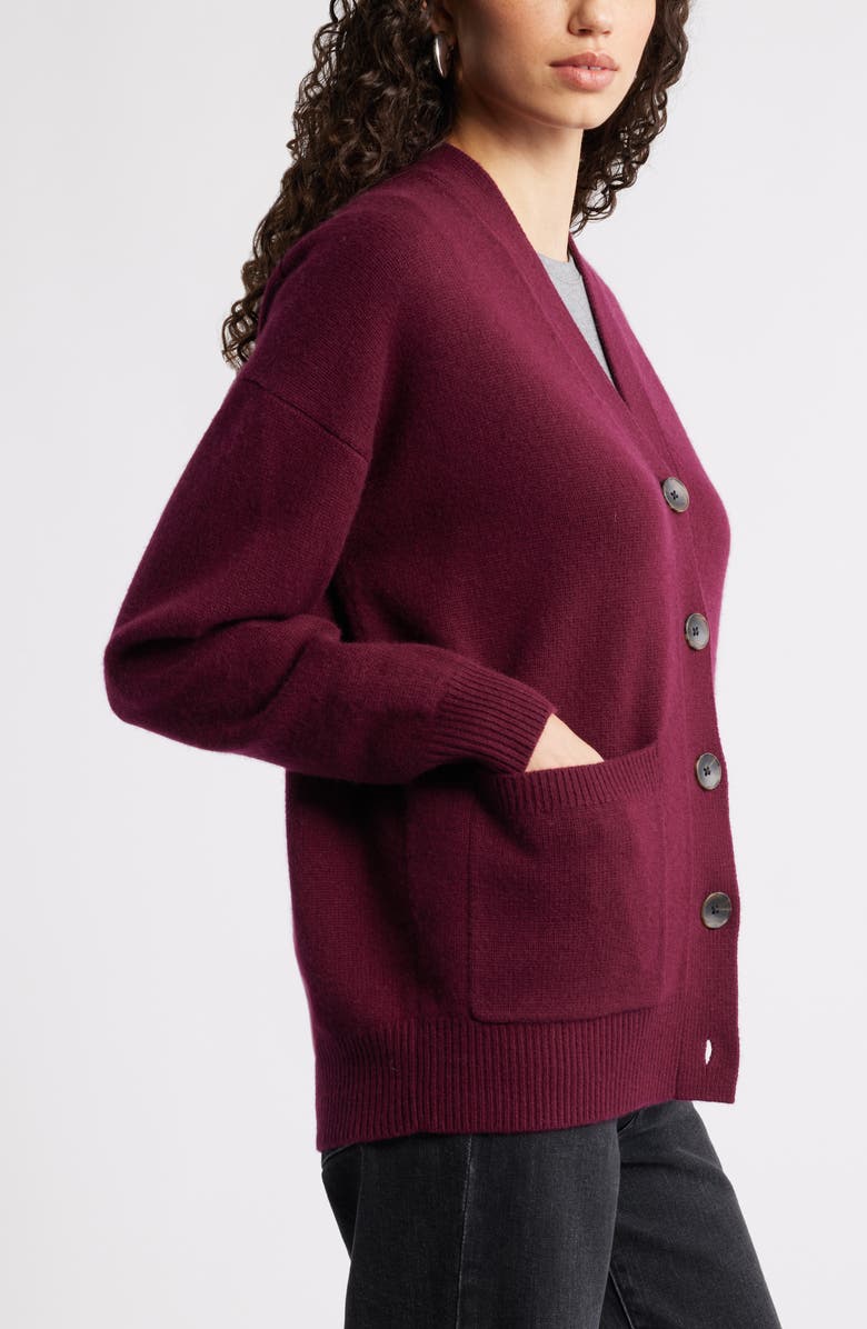 Nordstrom V-Neck Wool & Cashmere Cardigan, Alternate, color, Burgundy Field