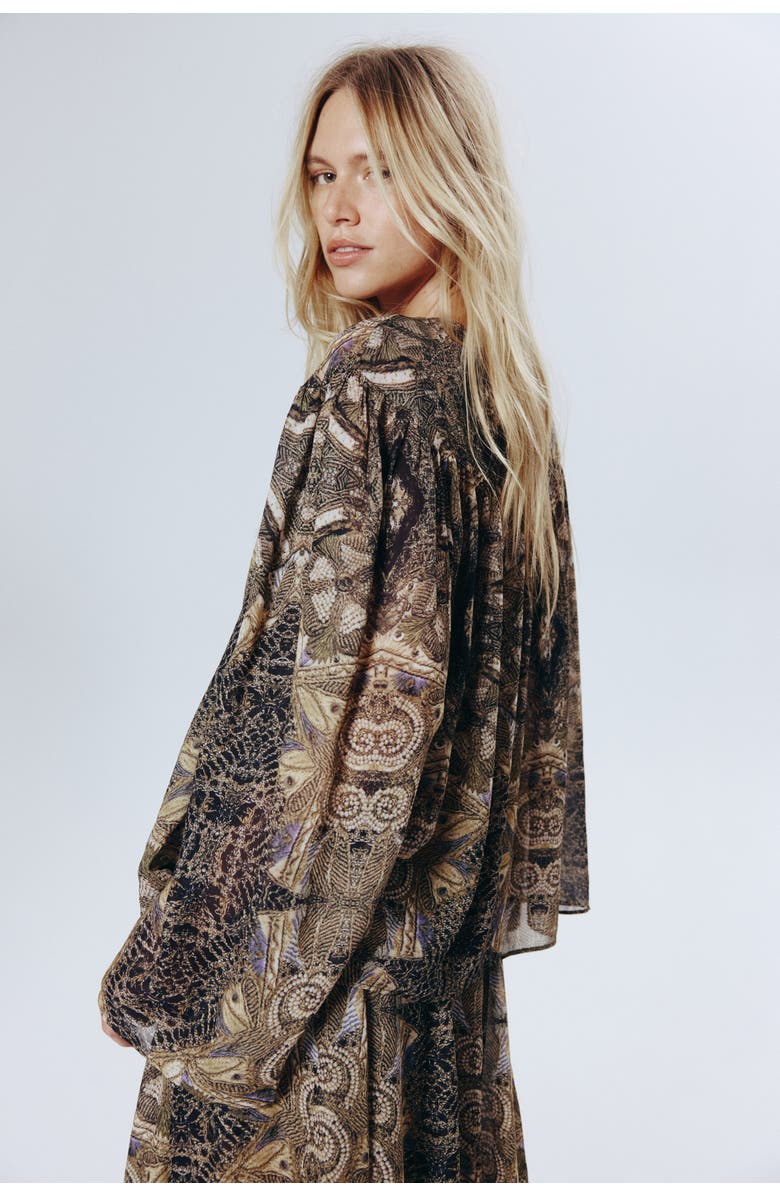 H&M Patterned Blouse, Alternate, color, Khaki Green/Patterned