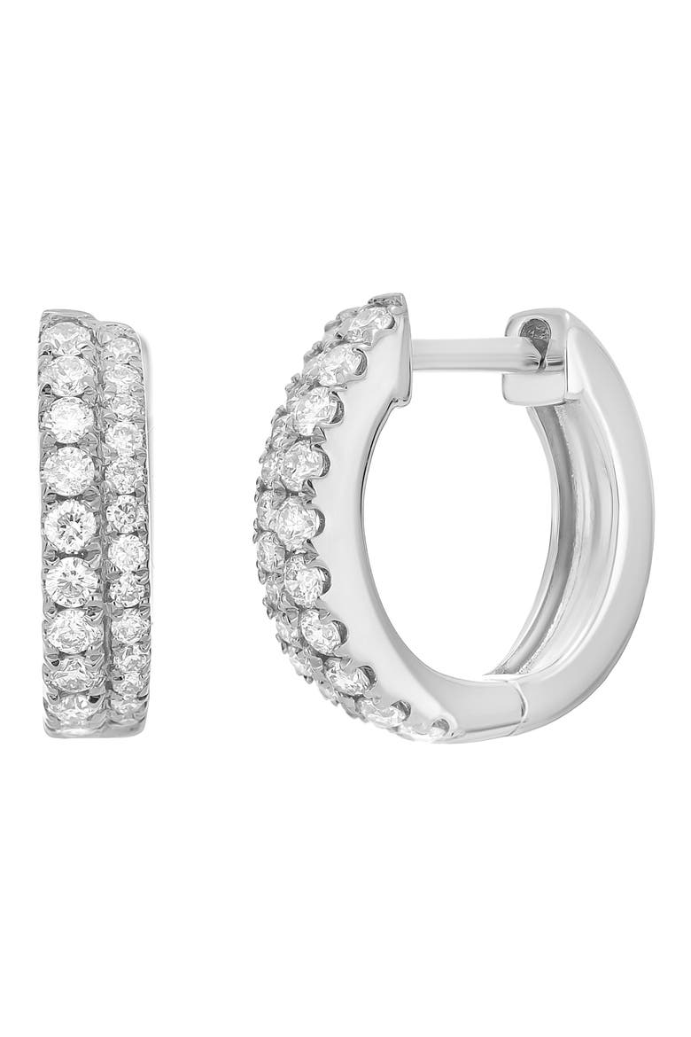 Diamond Huggie Hoop Earrings - 0.35ct, Main, color, 14K WHITE GOLD