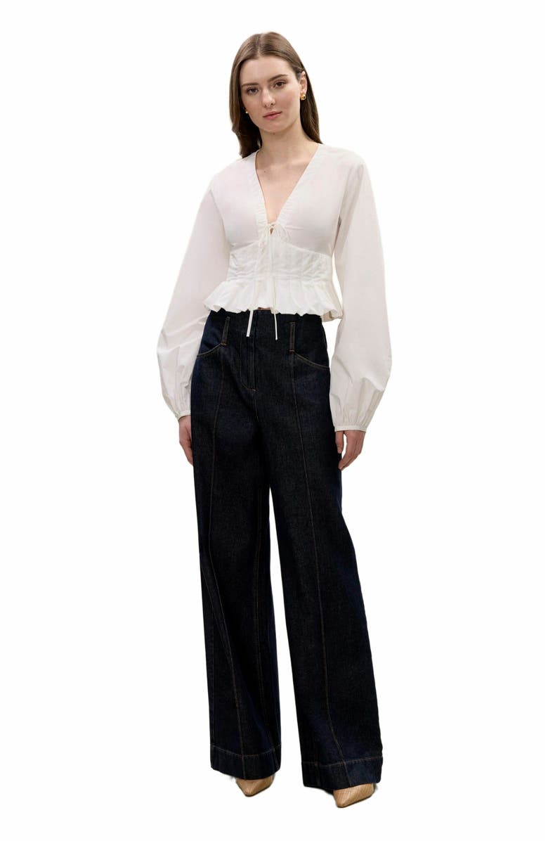 Rebecca Taylor Yara Poplin Blouse, Main, color, Milk