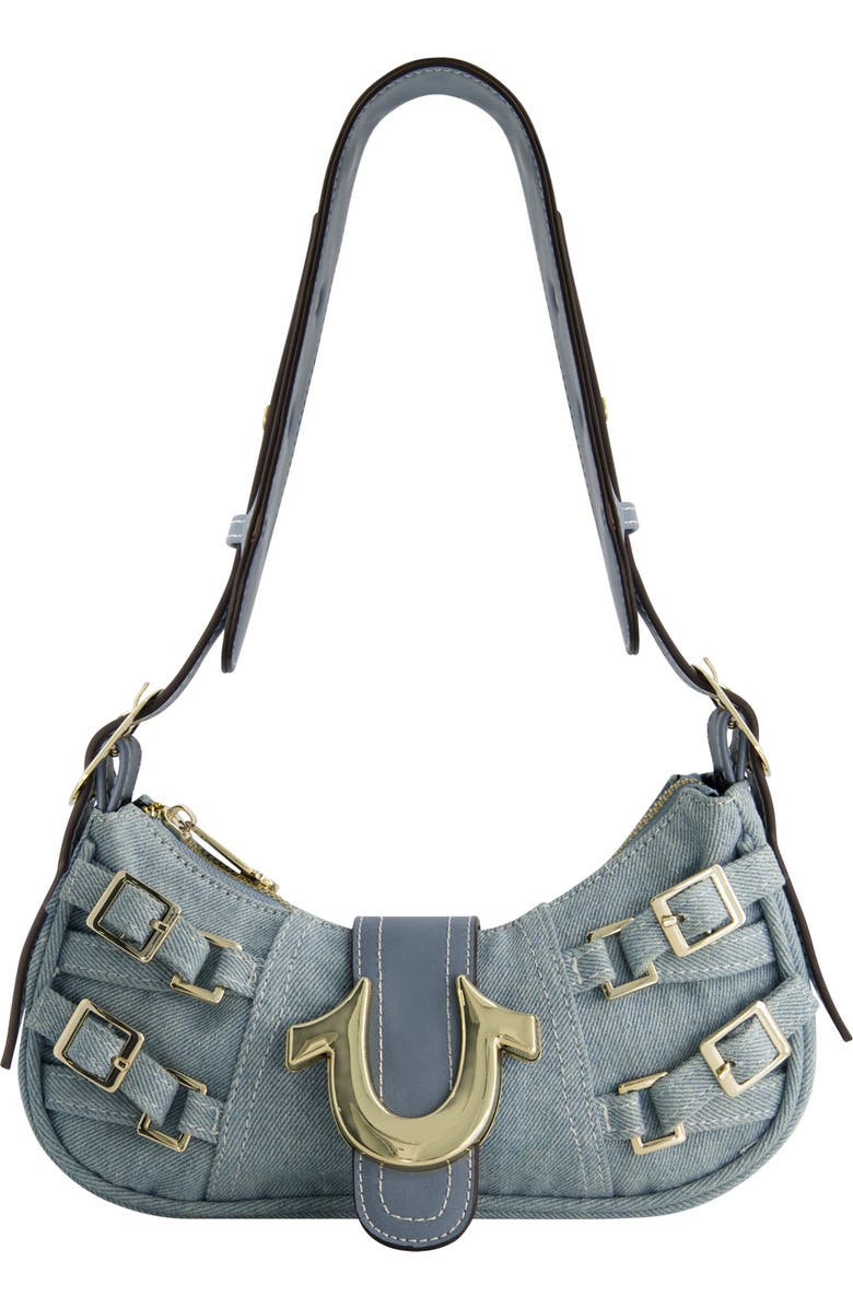 True Religion Multi-Strap Denim Shoulder Bag, Main, color, Denim