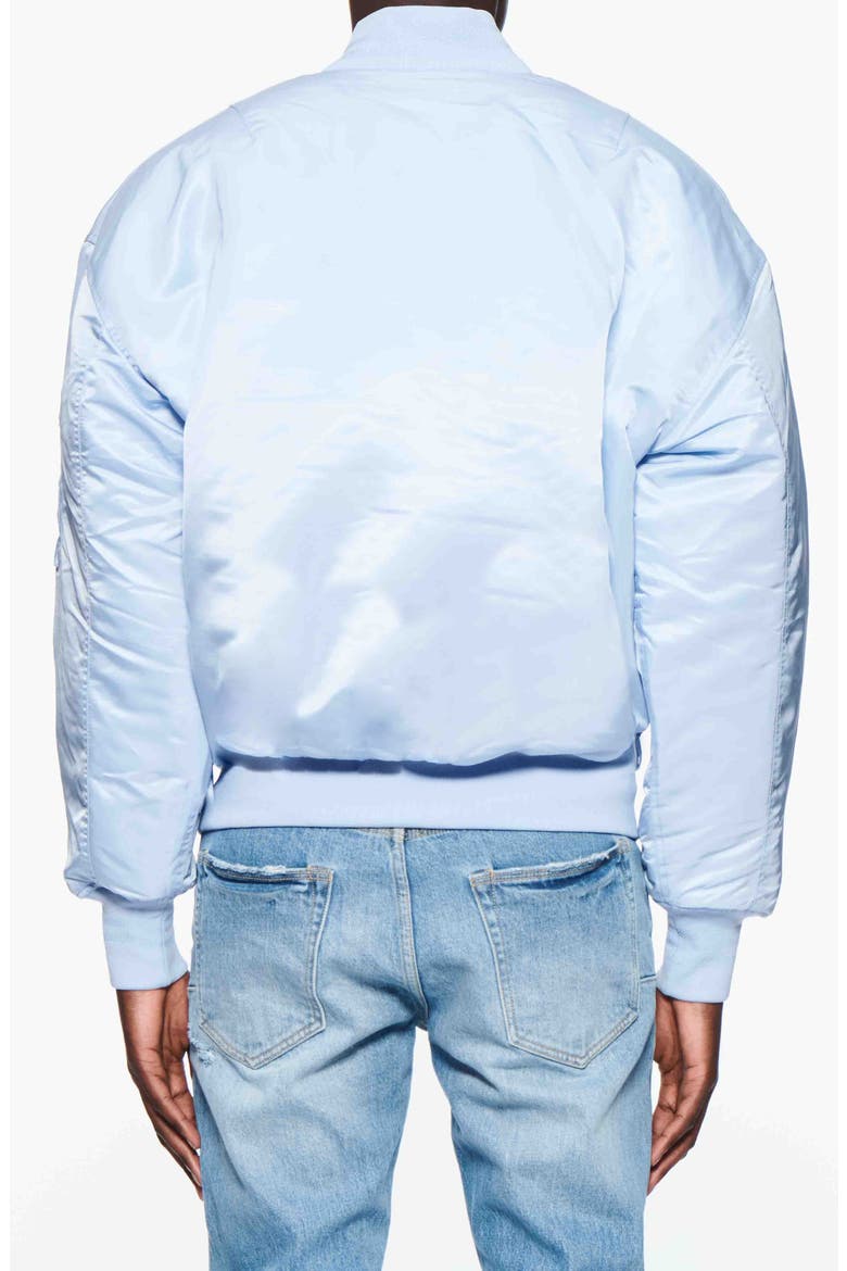 Oversize Satin Bomber Jacket, Alternate, color, BLUE