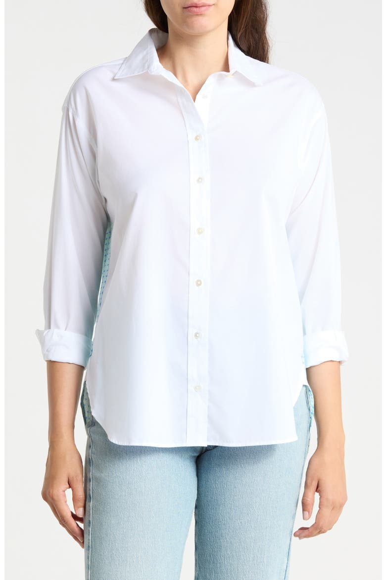 Finn Contrast Button Front Shirt, Main, color, WHITE