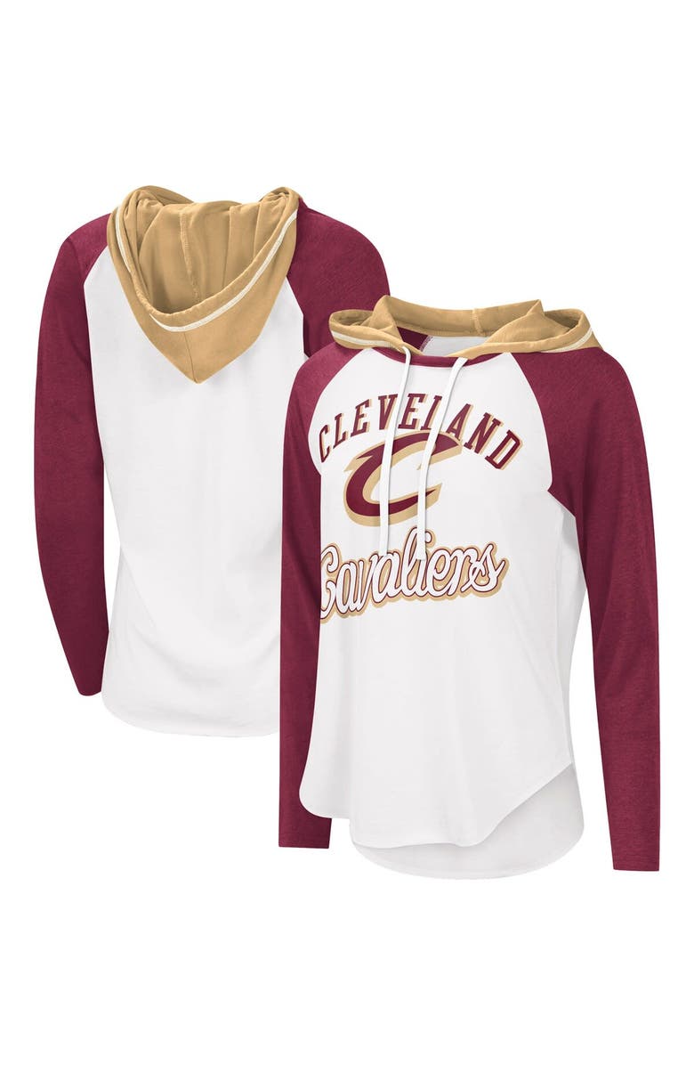G-III 4HER BY CARL BANKS Women's G-III 4Her by Carl Banks White Cleveland Cavaliers MVP Raglan Hoodie Long Sleeve T-Shirt, Main, color, 