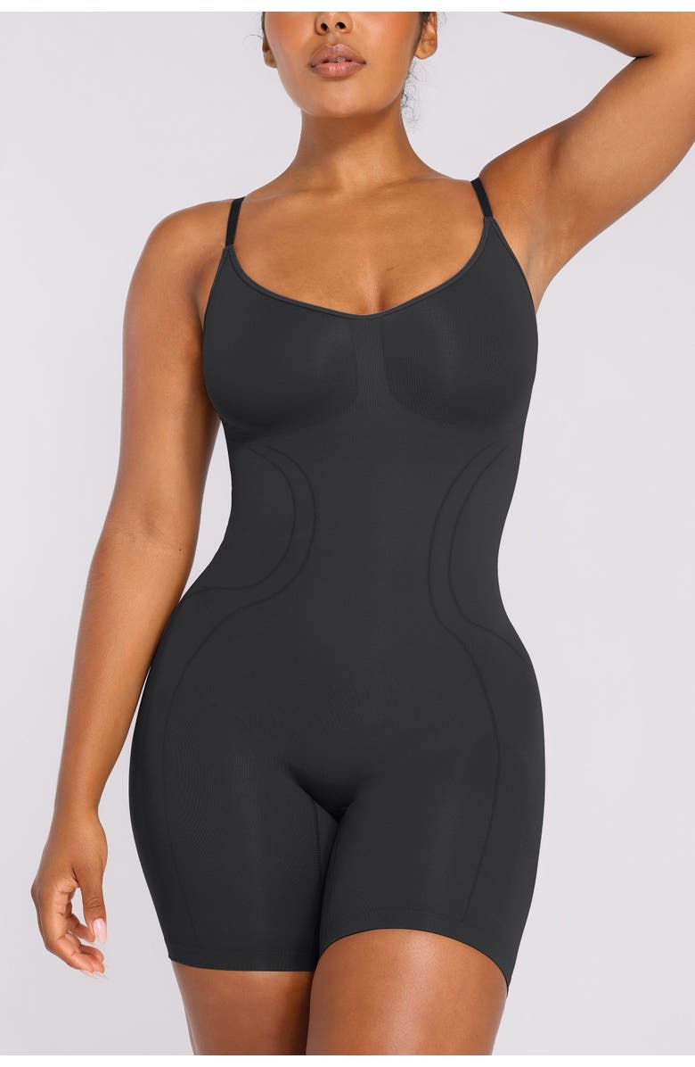 Shapellx Seamless Mid-Thigh Full Shaping Bodysuit, Main, color, Black