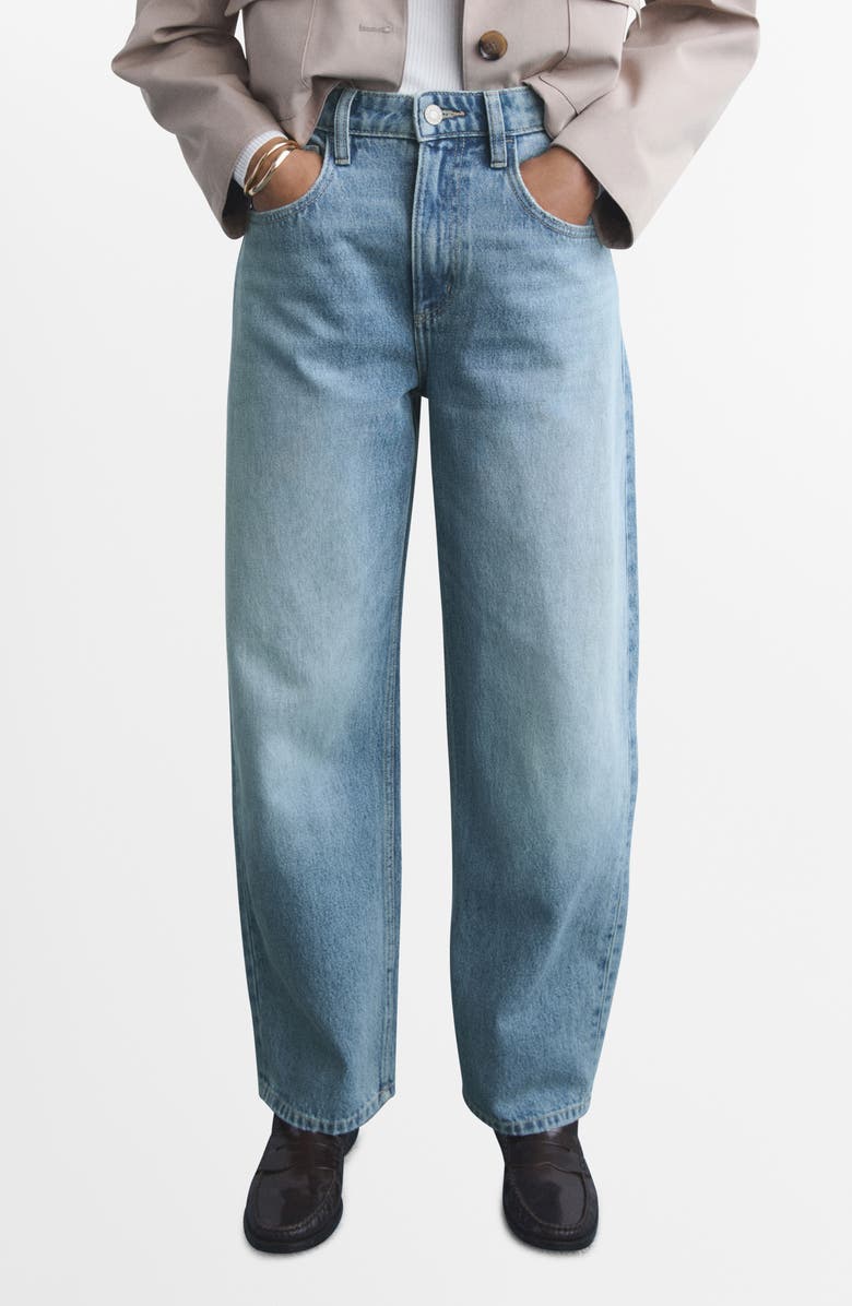 MANGO High Waist Balloon Jeans, Main, color, Medium Blue