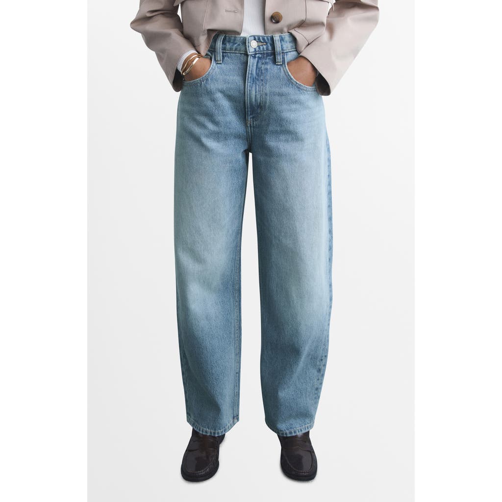 Mango High Waist Balloon Jeans In Blue