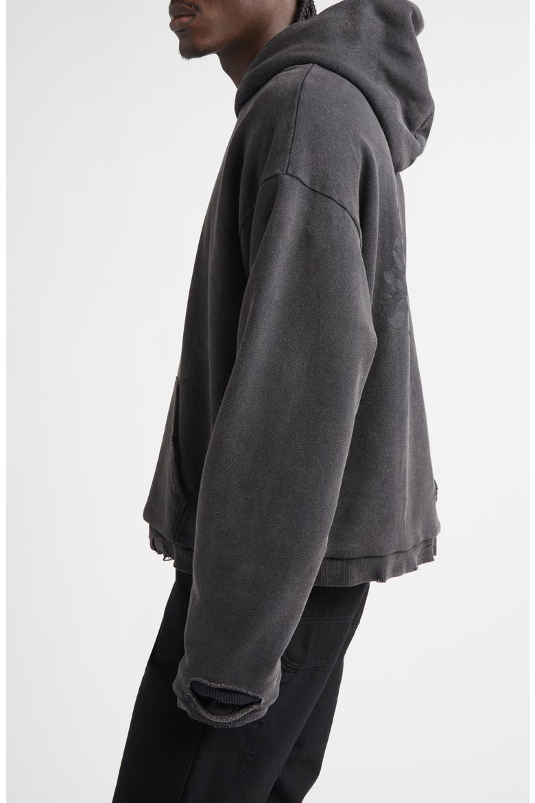 Ulf Distressed Back Logo Graphic Hoodie, Alternate, color, MOUNTAIN GREY