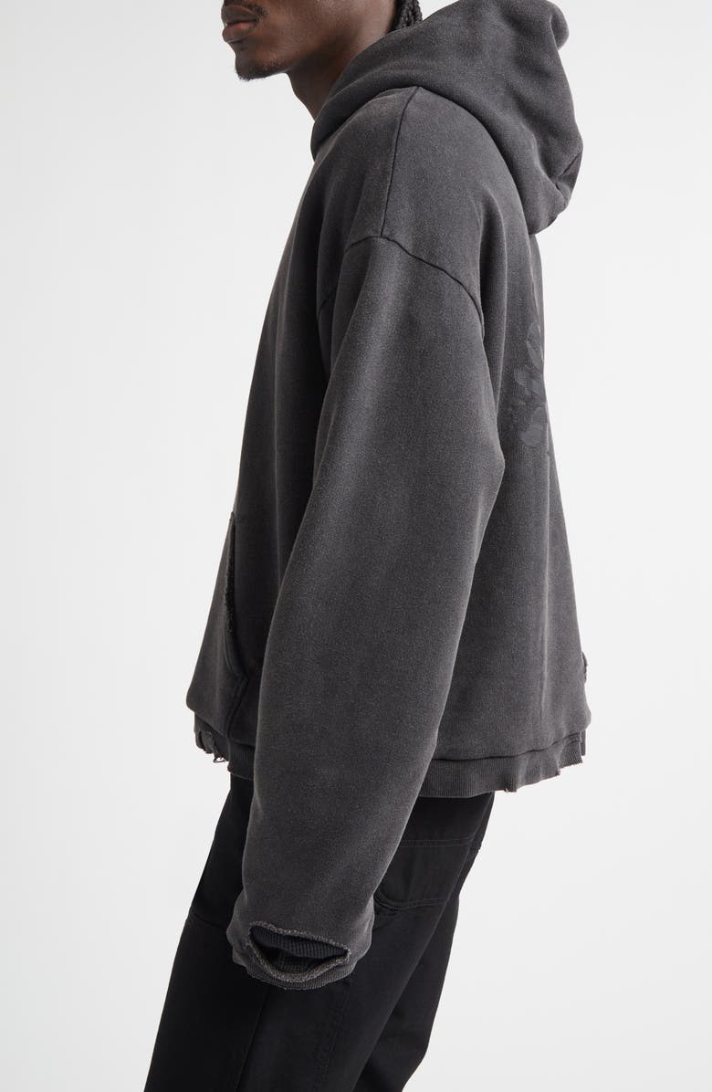 STOCKHOLM SURFBOARD CLUB Ulf Distressed Back Logo Graphic Hoodie, Alternate, color, Mountain Grey