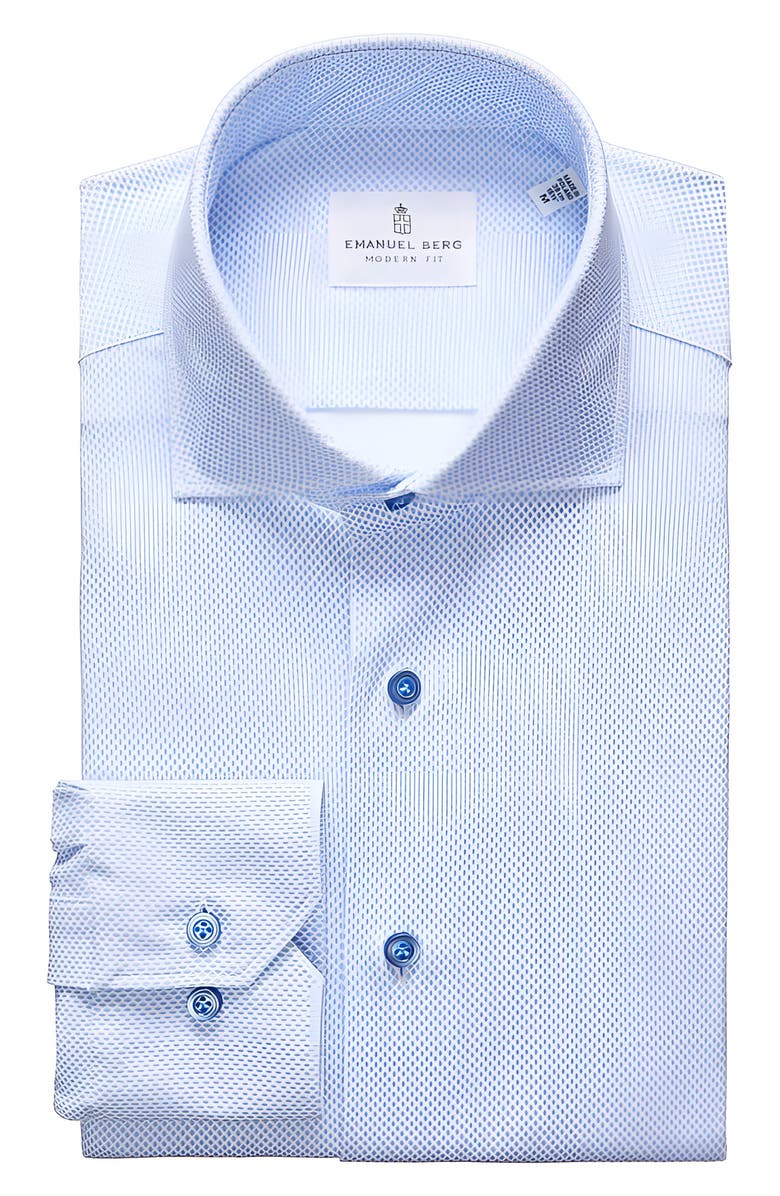Emanuel Berg 4Flex Modern Fit Diamond Print Knit Dress Shirt, Main, color, 