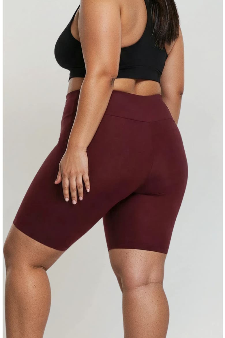 Plus Size Long Bike Swim Shorts, Alternate, color, Wine