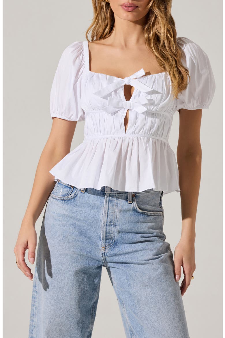 Smocked Peplum Shirt, Main, color, WHITE