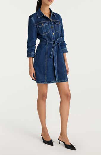 Cinq à Sept Clea Tie Belt Long Sleeve Denim Minidress