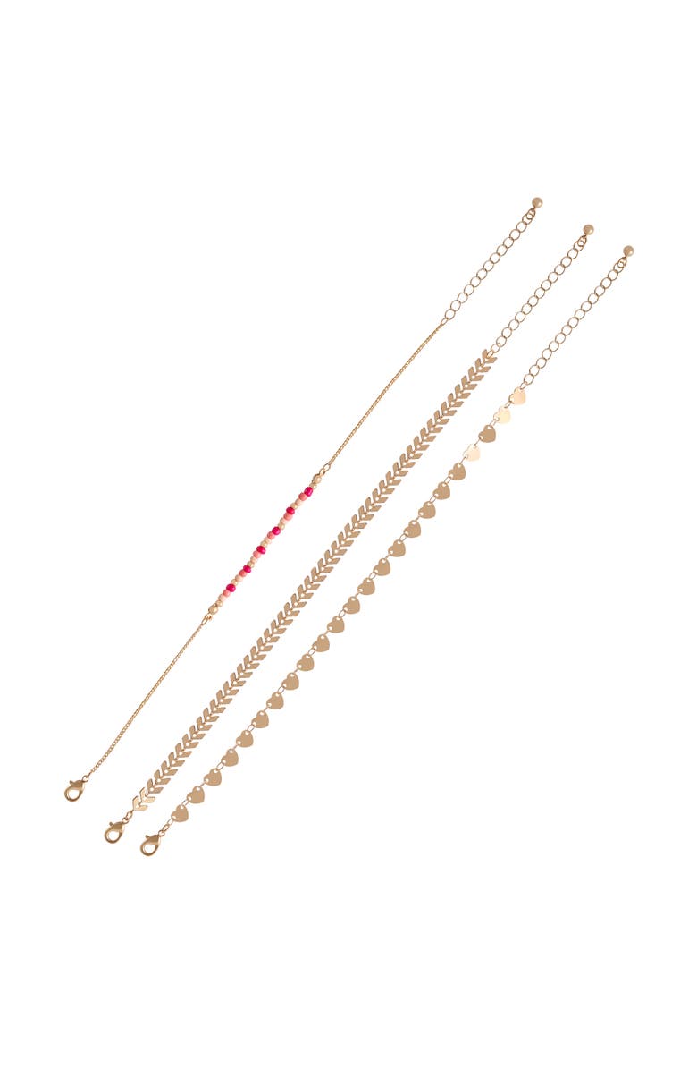 Jessica Simpson 3-Piece Dainty Gold-Tone Anklet Set - 9+2'', Alternate, color, Gold