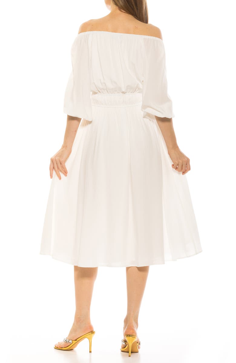 Alexia Admor Emily Balloon Sleeve Fit & Flare Midi Dress, Alternate, color, Ivory
