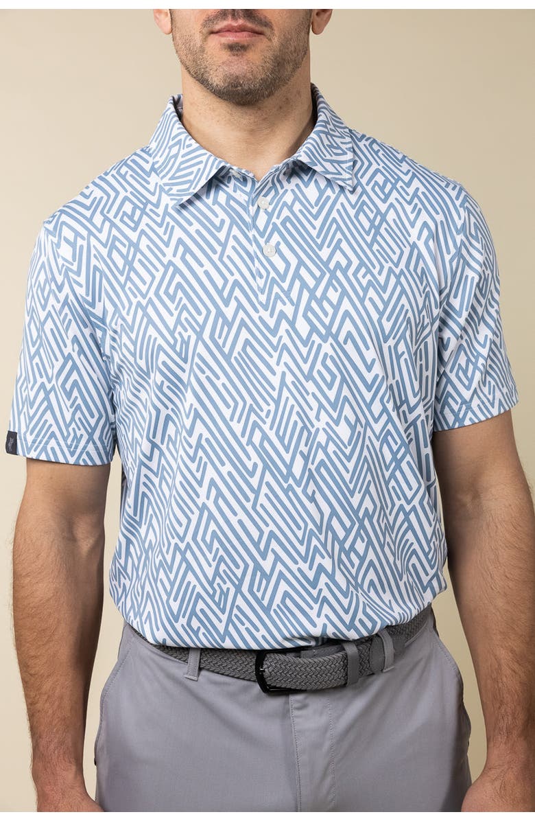 ASHWORTH GOLF Abstract Geo Polo, Alternate, color, Denim