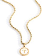 Mint & Lily Mother of Pearl Disc Letter with Rope Chain Necklace