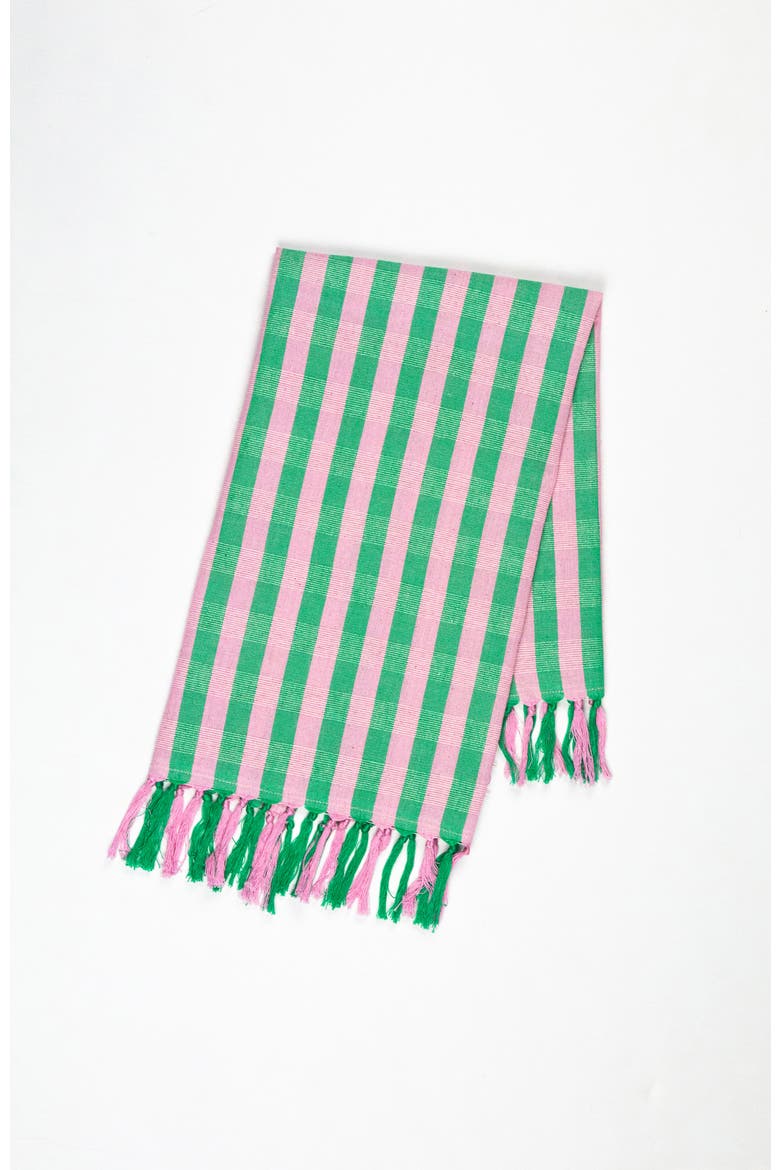 Handwoven Colorful Striped Cotton Kitchen Towel, Main, color, Green