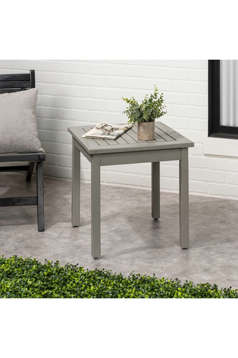Archer Modern Square Wood Outdoor Side Table, Slatted Patio Accent End Table for Porch Poolside, Alternate, color, Gray
