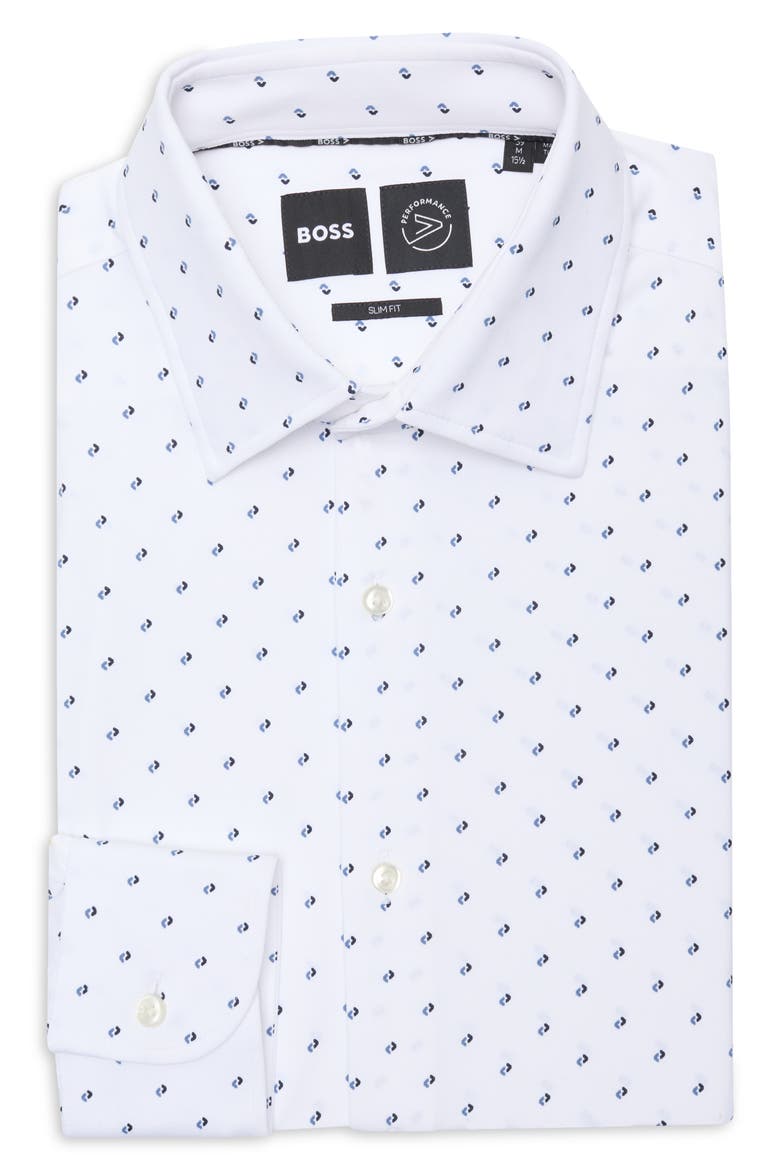 Hank Kent Slim Fit Performance Dress Shirt, Alternate, color, WHITE/ BLUE