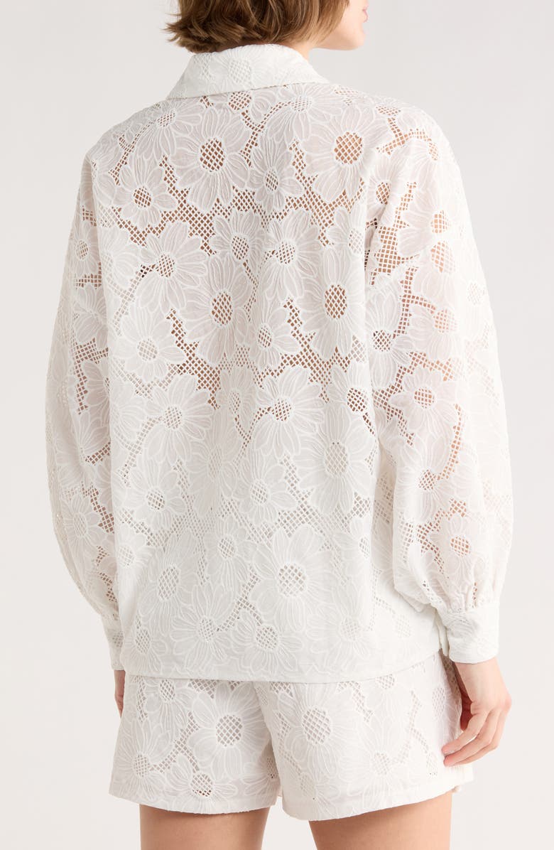 NSR Lace Mesh Button-Up Shirt, Alternate, color, White