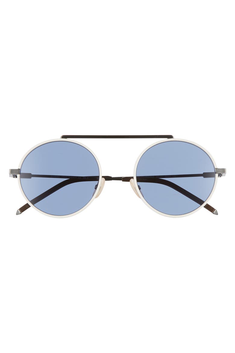54mm Round Sunglasses, Alternate, color, RUTHENIUM/WHTE