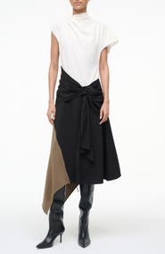 STAUD Davina Colorblock Asymmetric Hem Dress