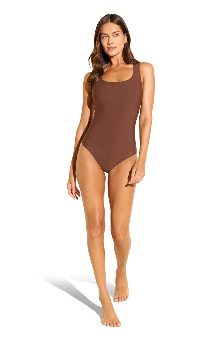 STYLEST DaySculpt Sleeveless Square Neck Snapped Top, Alternate, color, Cocoa