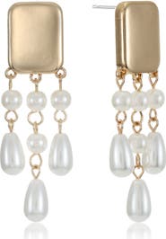 Ettika Faux Pearl Chandelier Earrings
