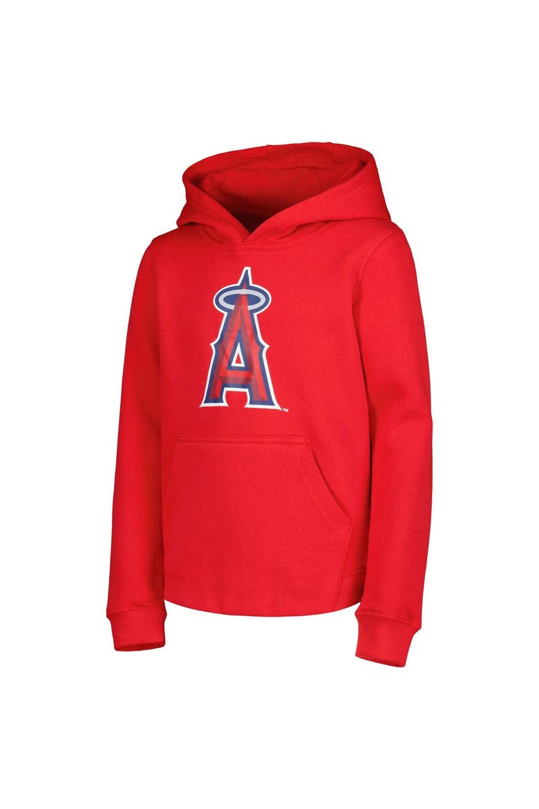 Youth Red Los Angeles Angels Team Primary Logo Pullover Hoodie, Alternate, color, Red