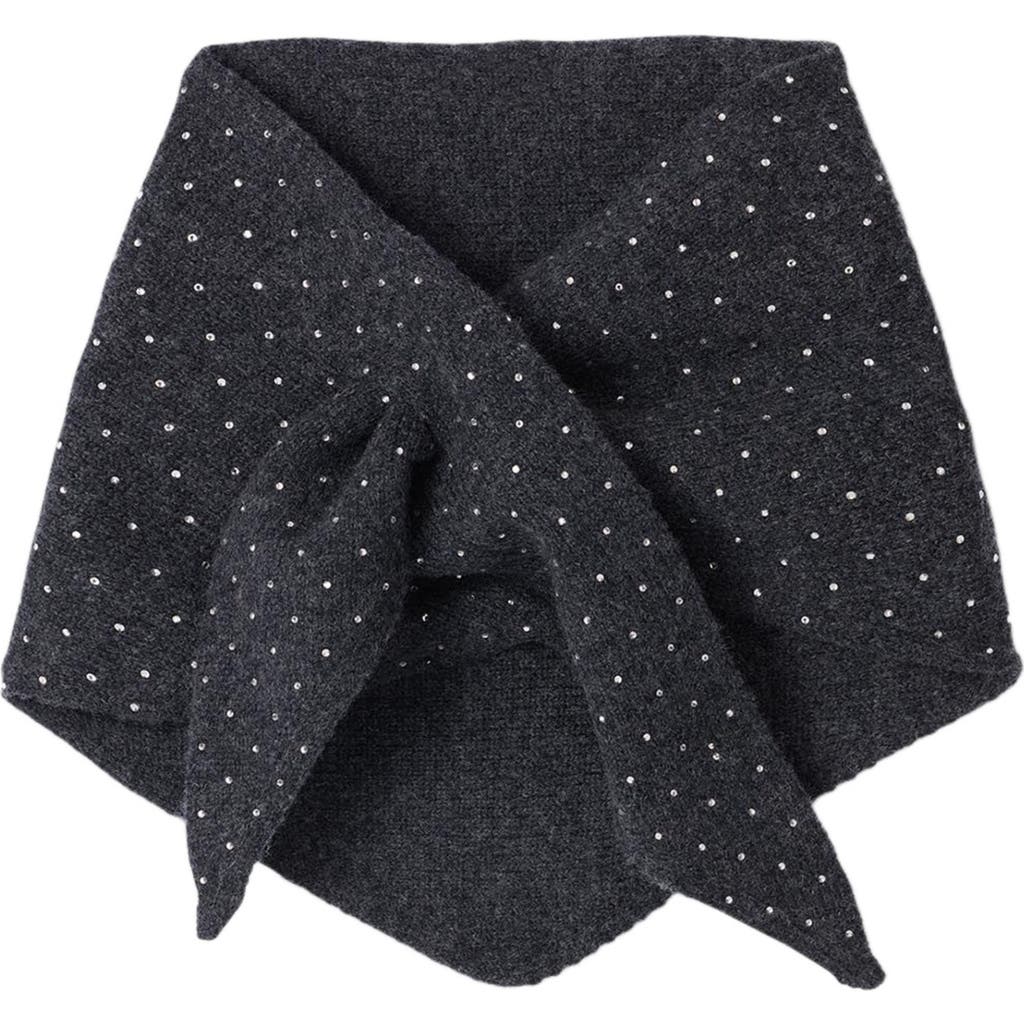 Sandro Womens Charcoal Grey Polka-dot Wool And Cashmere-blend Scarf In Black