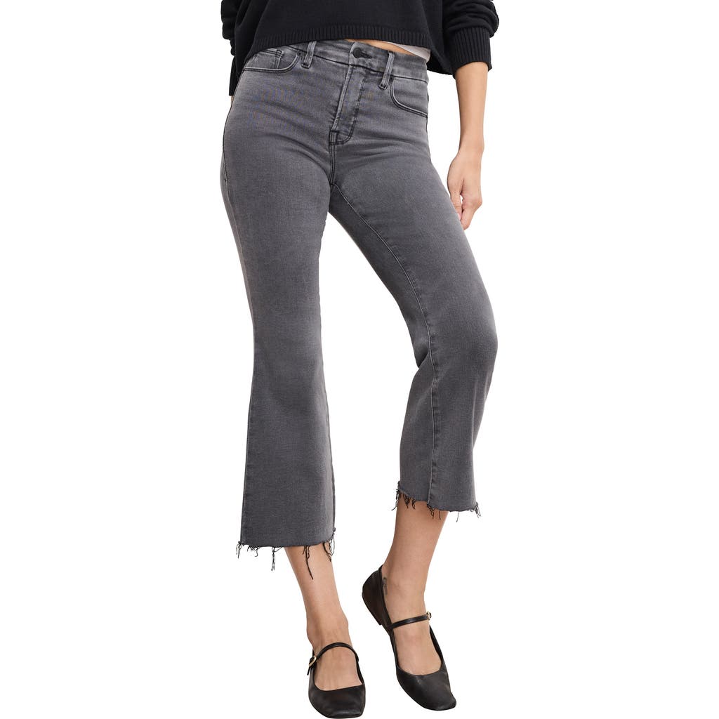Good American Soft-tech Good Legs Raw Hem Crop Mini Bootcut Jeans In Gray
