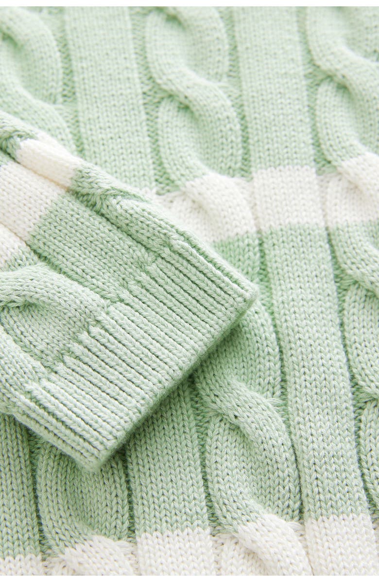 NEXT Kids' Stripe Cable Cotton Crewneck Sweater, Alternate, color, Green