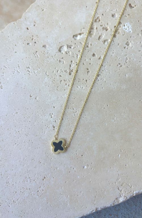 Adornia 14k Gold Plated Fluted Edge Black Clover Necklace