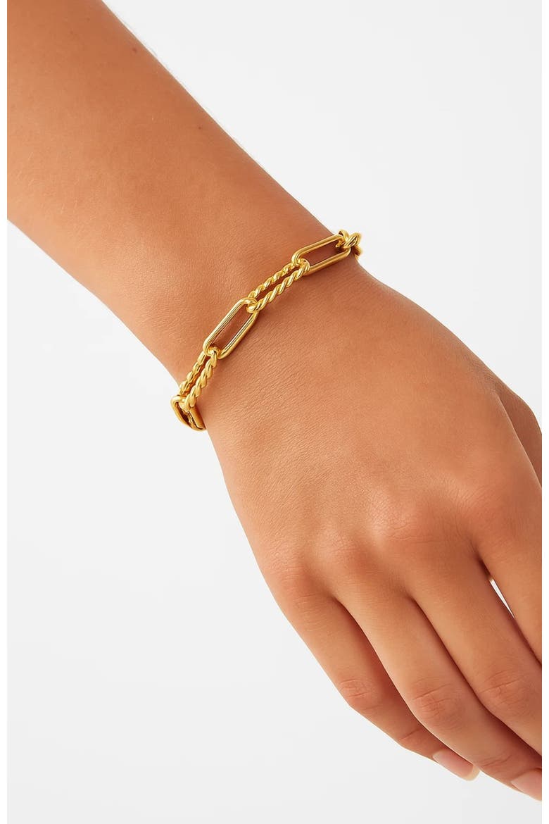 Sienna Adjustable Paperclip Chain Stackable Bracelet, Alternate, color, Gold