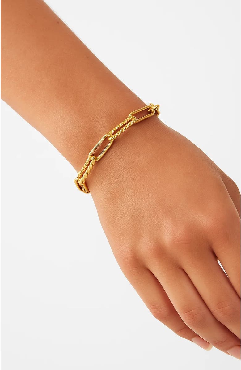Hollywood Sensation Sienna Adjustable Paperclip Chain Stackable Bracelet, Alternate, color, Gold