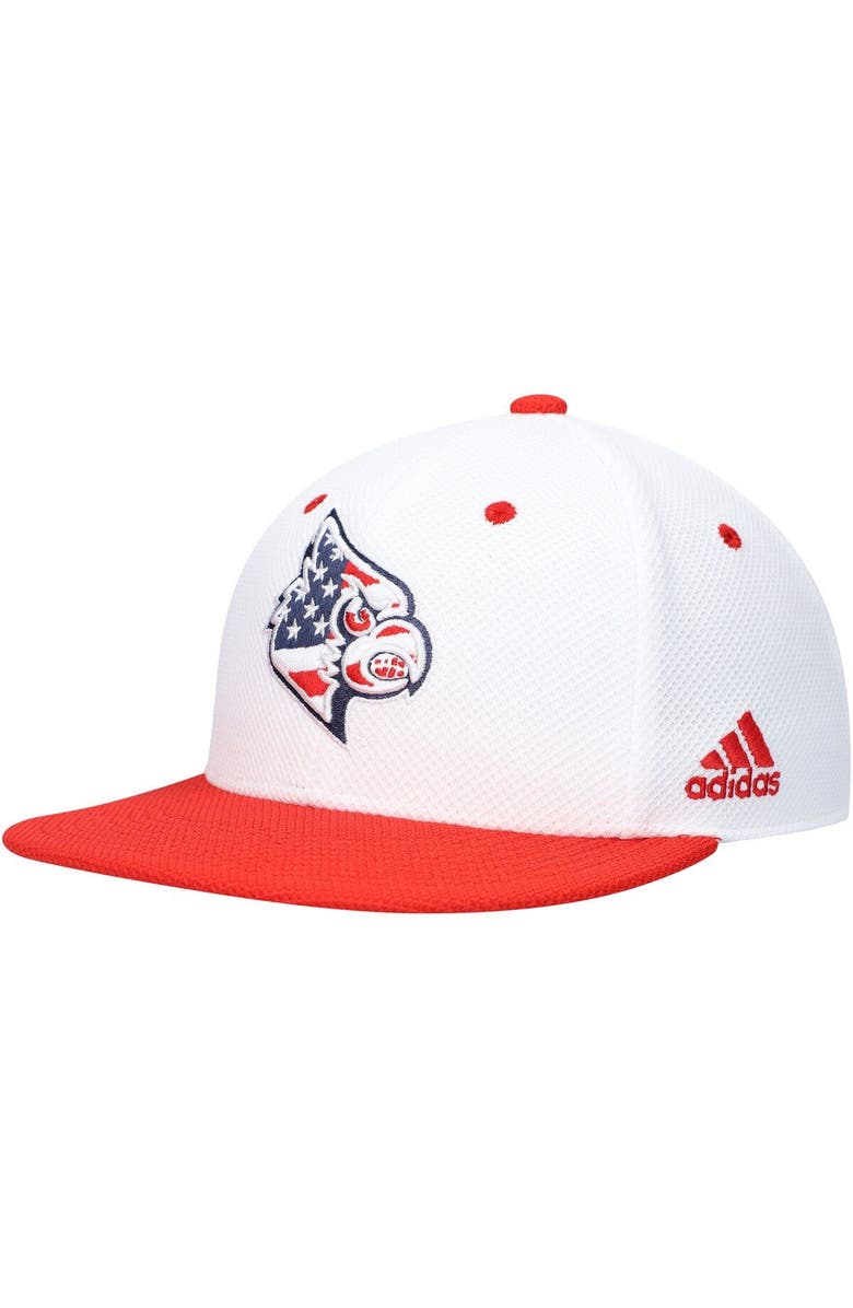 adidas Men's adidas White Louisville Cardinals On-Field Baseball Fitted Hat, Main, color, 